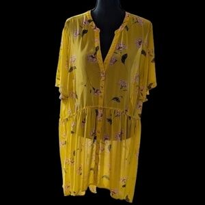 Torrid Bright Yellow Floral Blouse